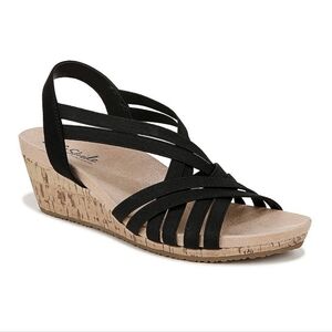 NIB Woman's LifeStride Black Mallory Strappy Wedges Sandals Size 10 Wide